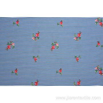 Blue Stripes Hot Sales Flower Pattern Printed Fabrics